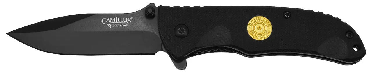 Camillus CAM-19471 Folding Knife, Centrefire, .03 - 06 Shell Casing G10 Handle , 6.75