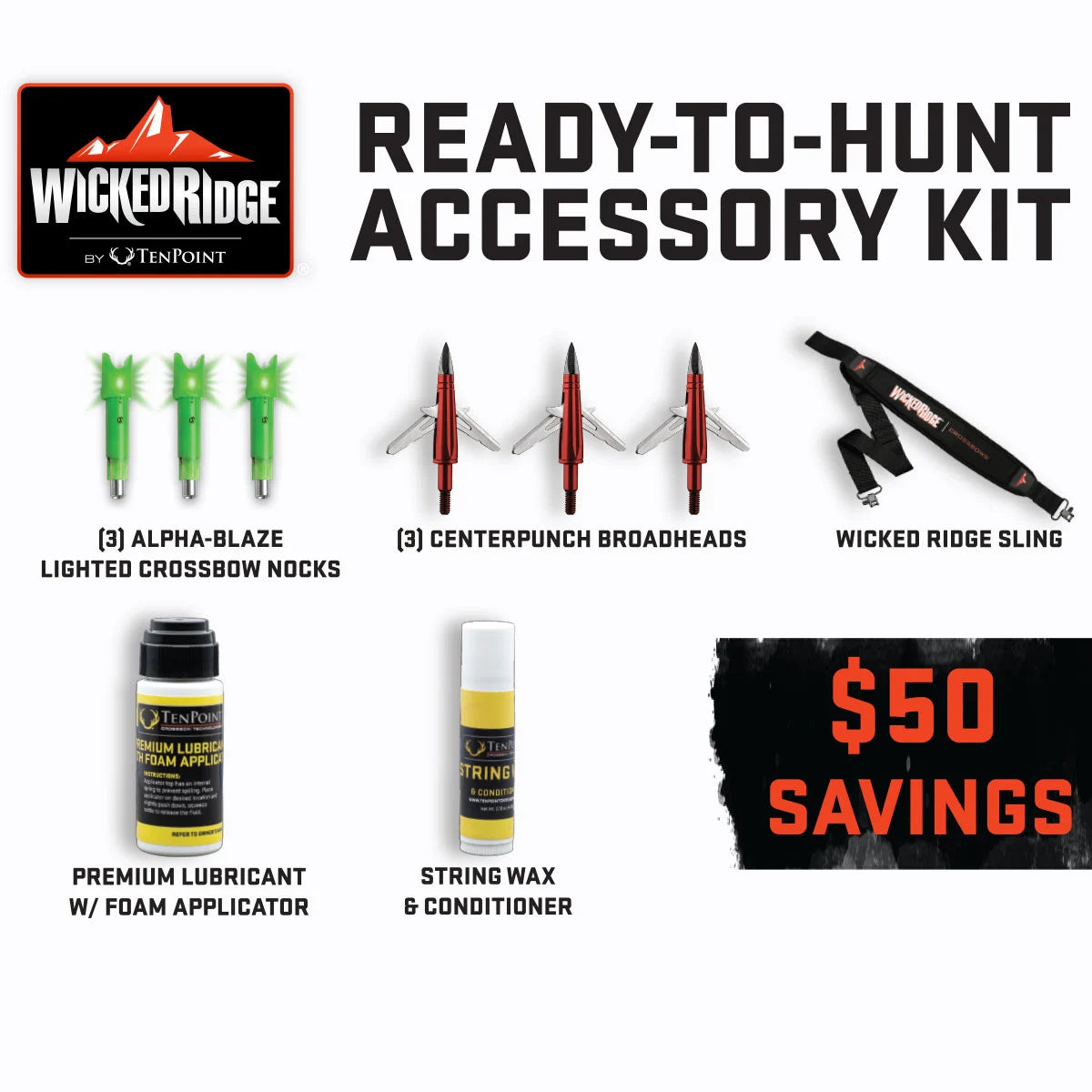 Wicked Ridge Accessory Kit (CenterPunch, Alpha-Blaze, Sling, Lubes)
