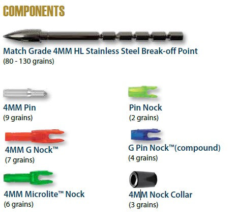 EASTON X10 PARALLEL PRO 4MM SHAFTS (12 PACK)