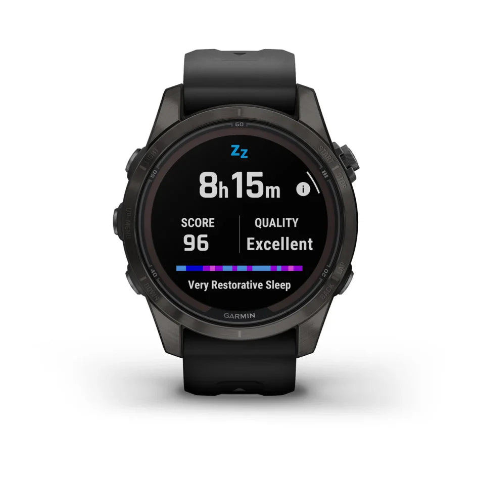 Garmin fēnix 7S Pro – Sapphire Solar Edition Carbon Gray DLC Titanium with Black Band