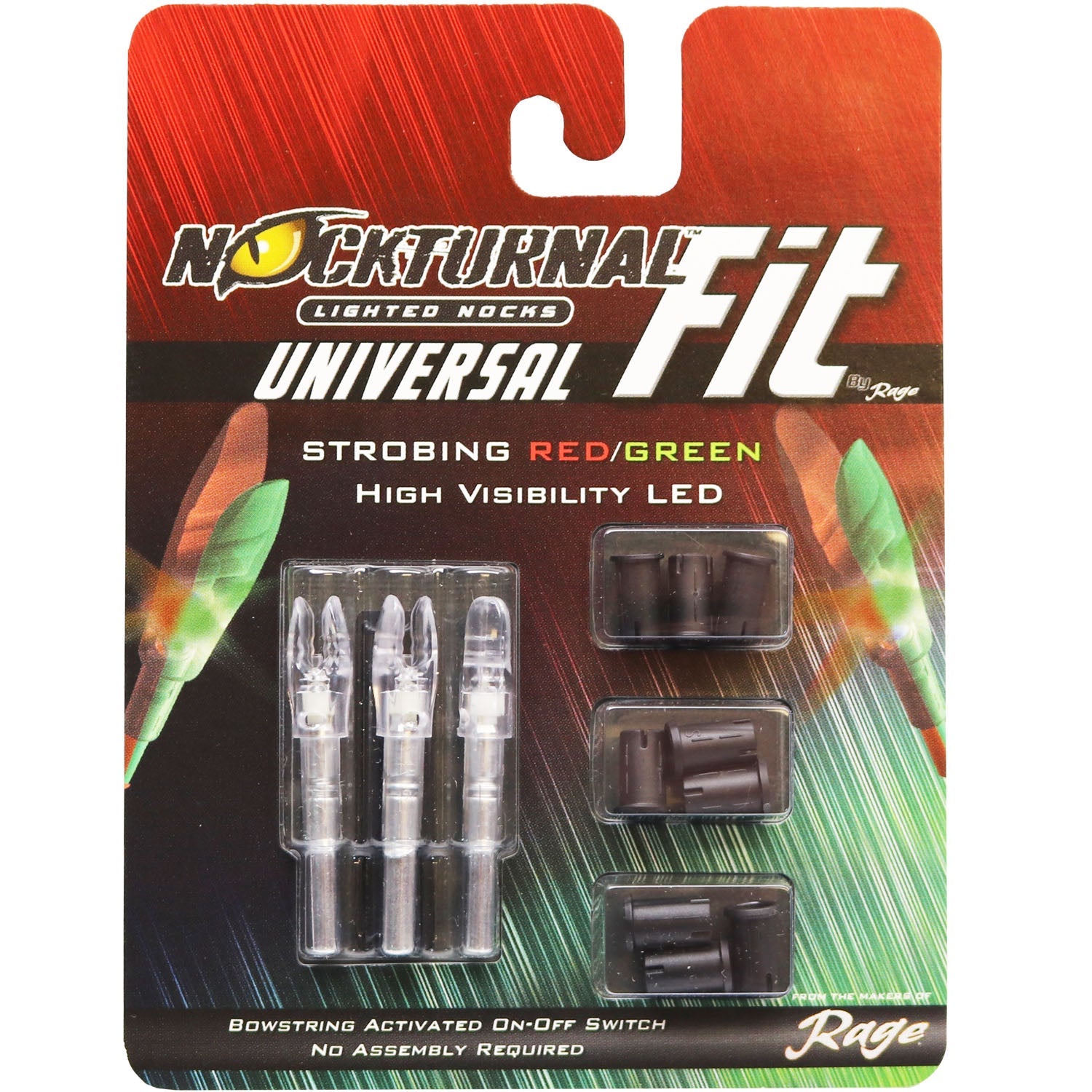 Nockturnal FIT Universal Sizing Strobing Red/Green Nocks 3 Pk