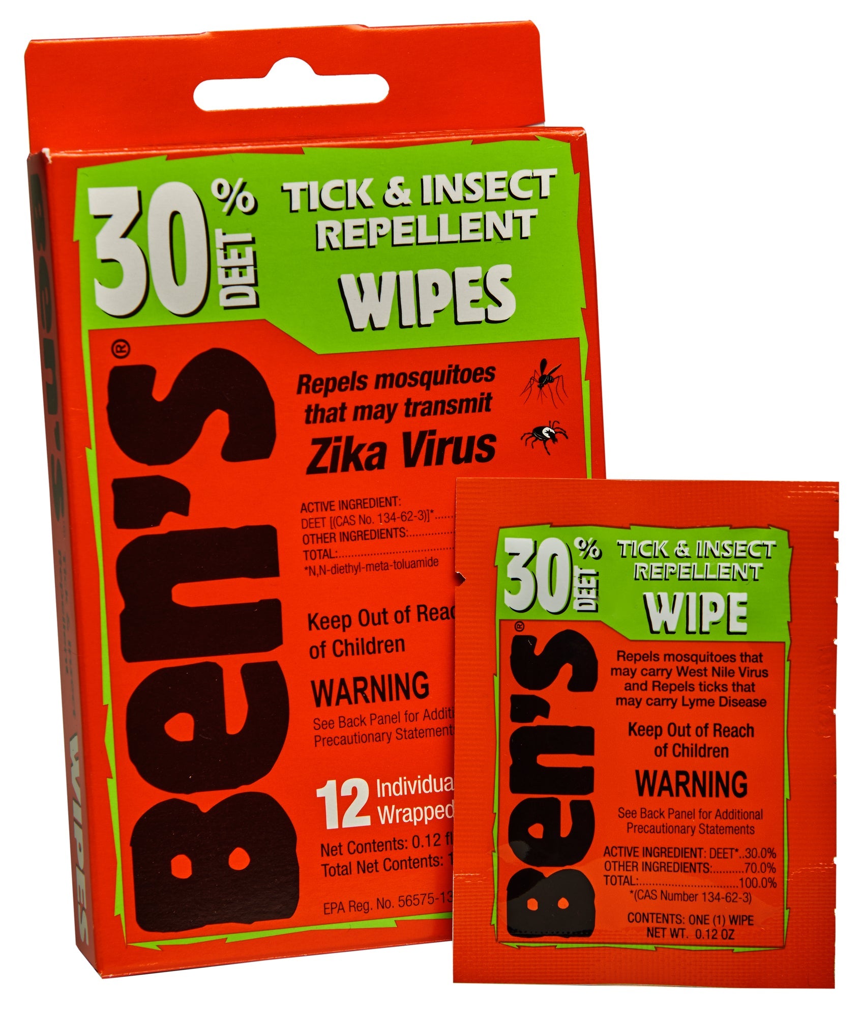 Bens 30% Deet Field Wipes - Pkg Qty 12