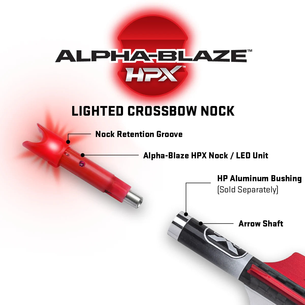 TenPoint Alpha-Blaze HPX Lighted Nock System for HP Bushing Red 3pk