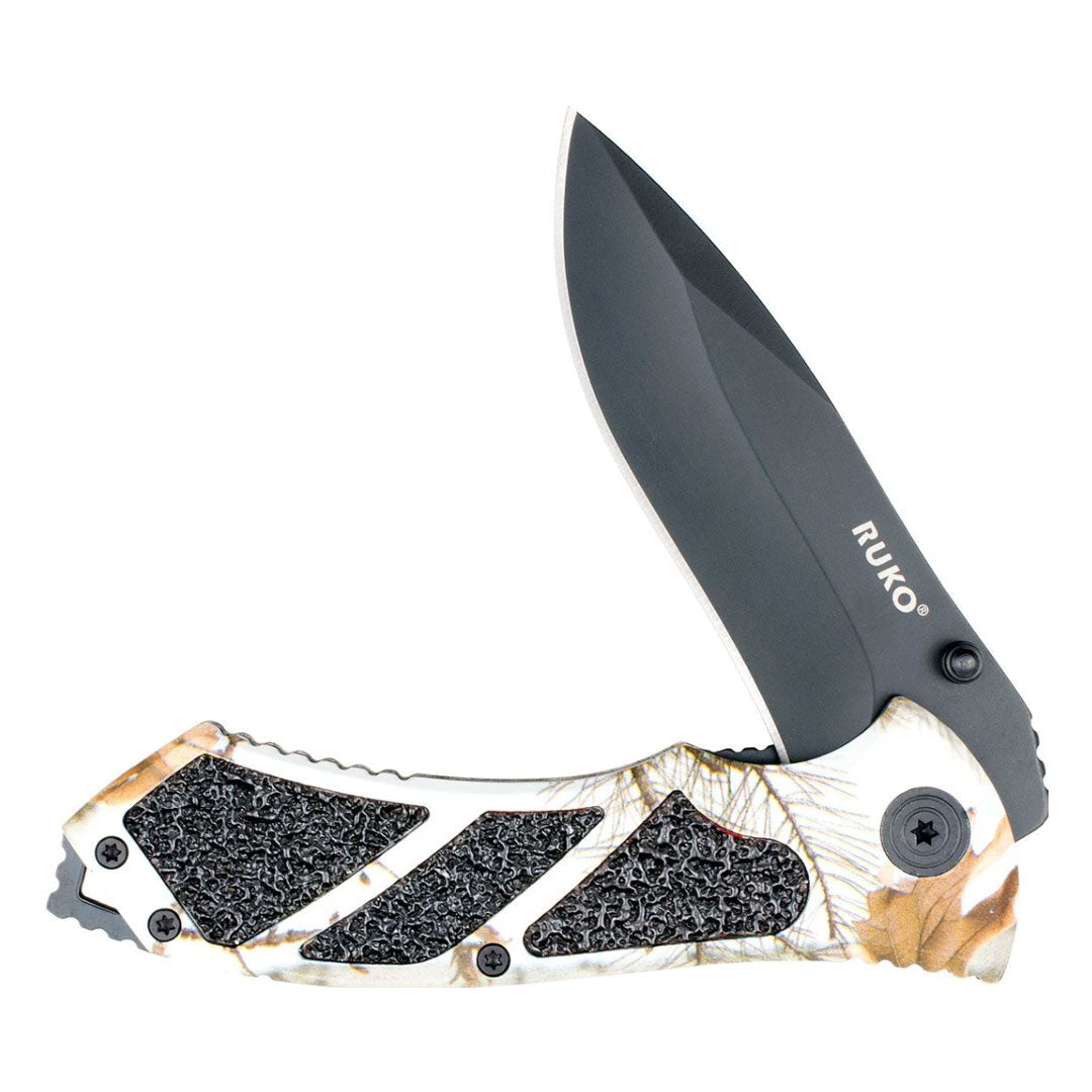 Ruko Outdoors 440A 3.25" Folding Blade Knife Tundra Handle