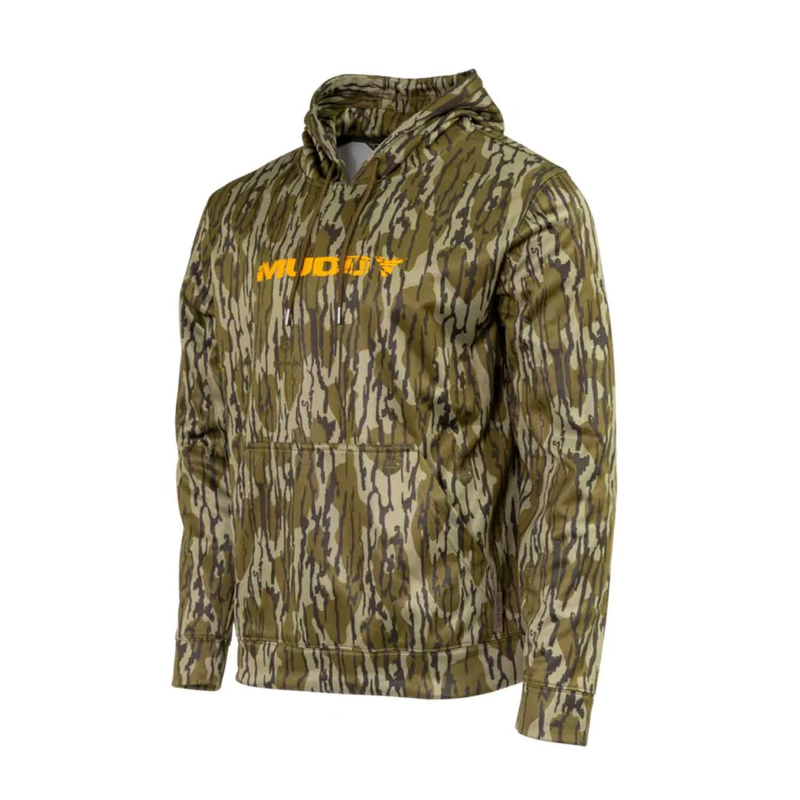 Muddy TRX Youth Performance Hoodie Mossy Oak Bottomland, correct image, 800 × 800 white background