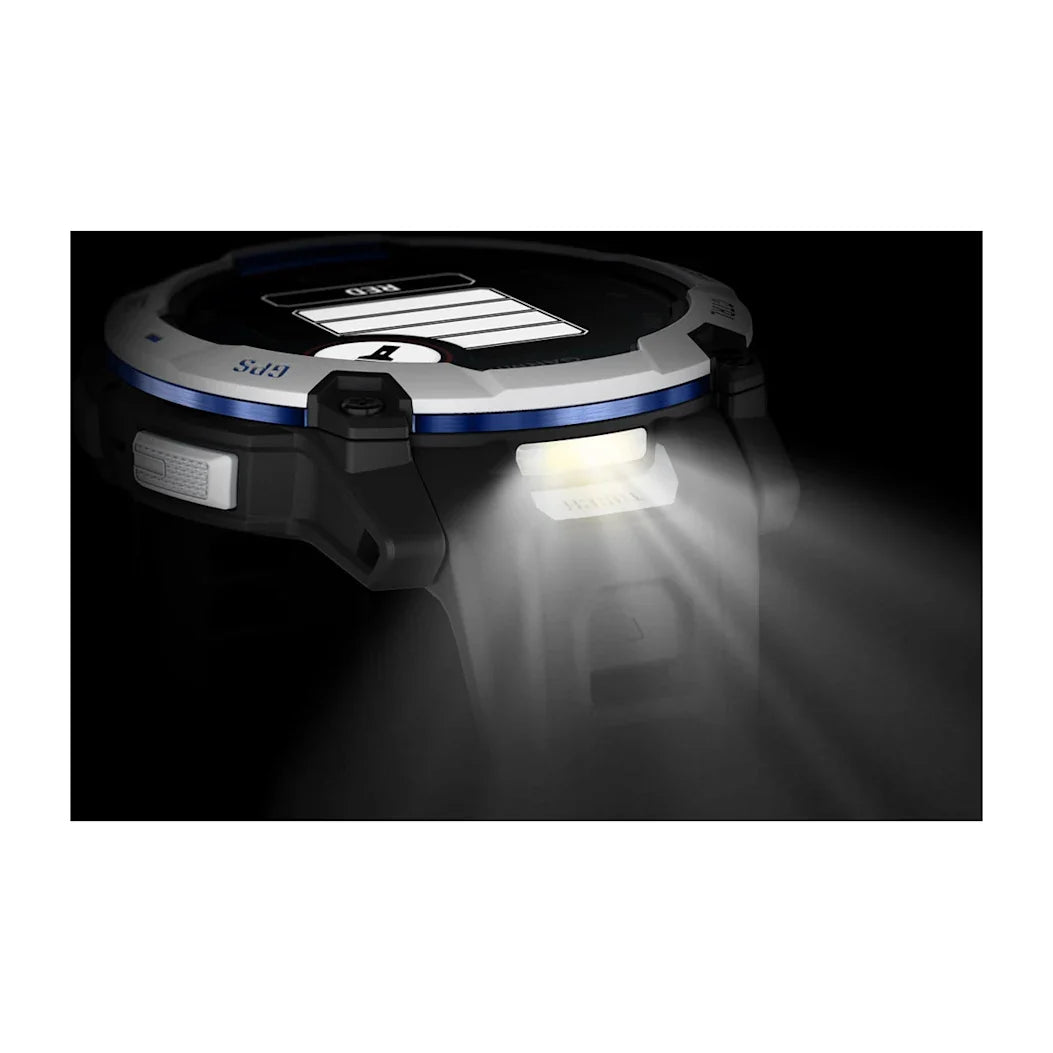 Garmin Instinct 3 – 50 mm Solar Whitestone with Black / Bolt Blue Band