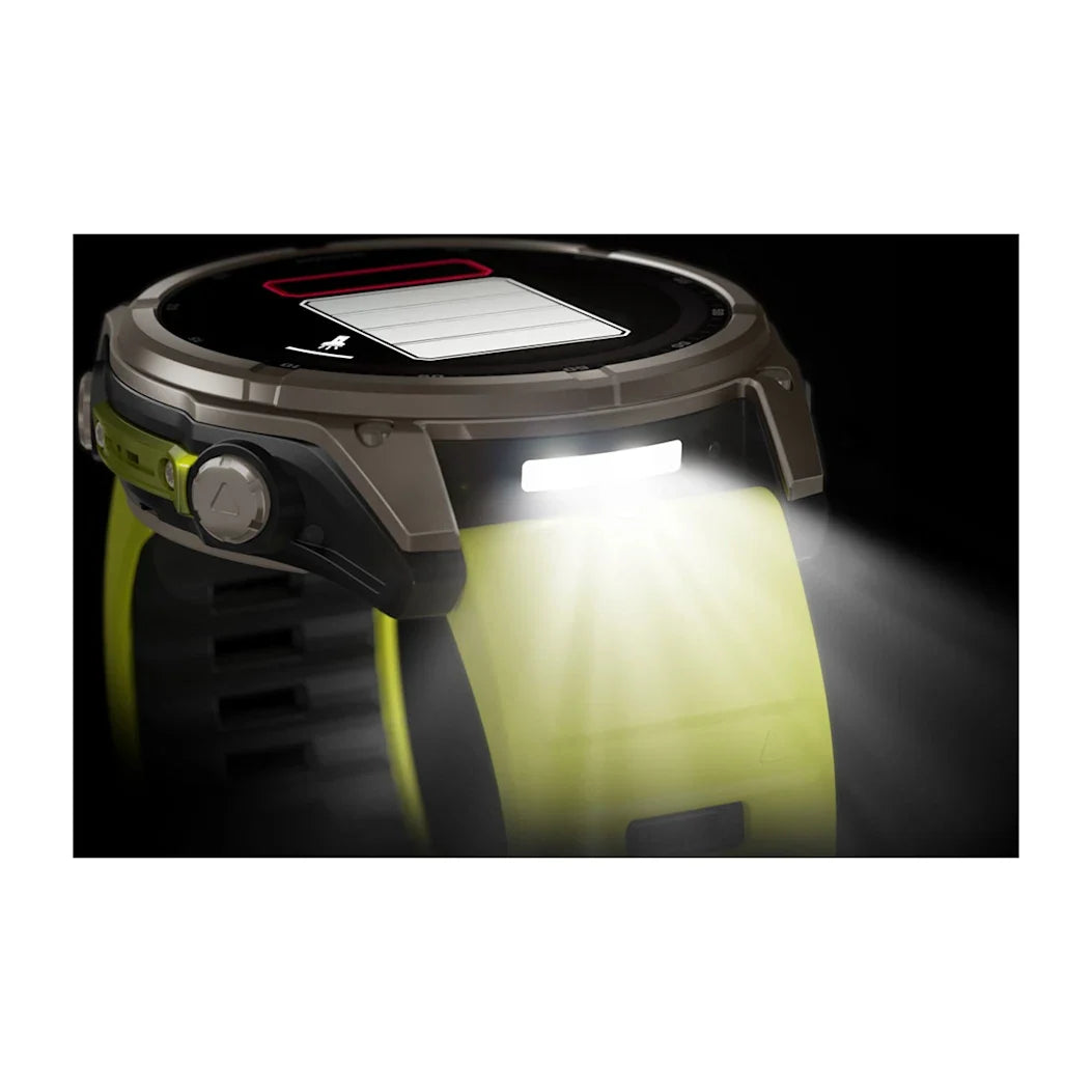 Garmin fēnix 8 – 51 mm Solar Sapphire Titanium with Amp Yellow / Graphite Silicone Band