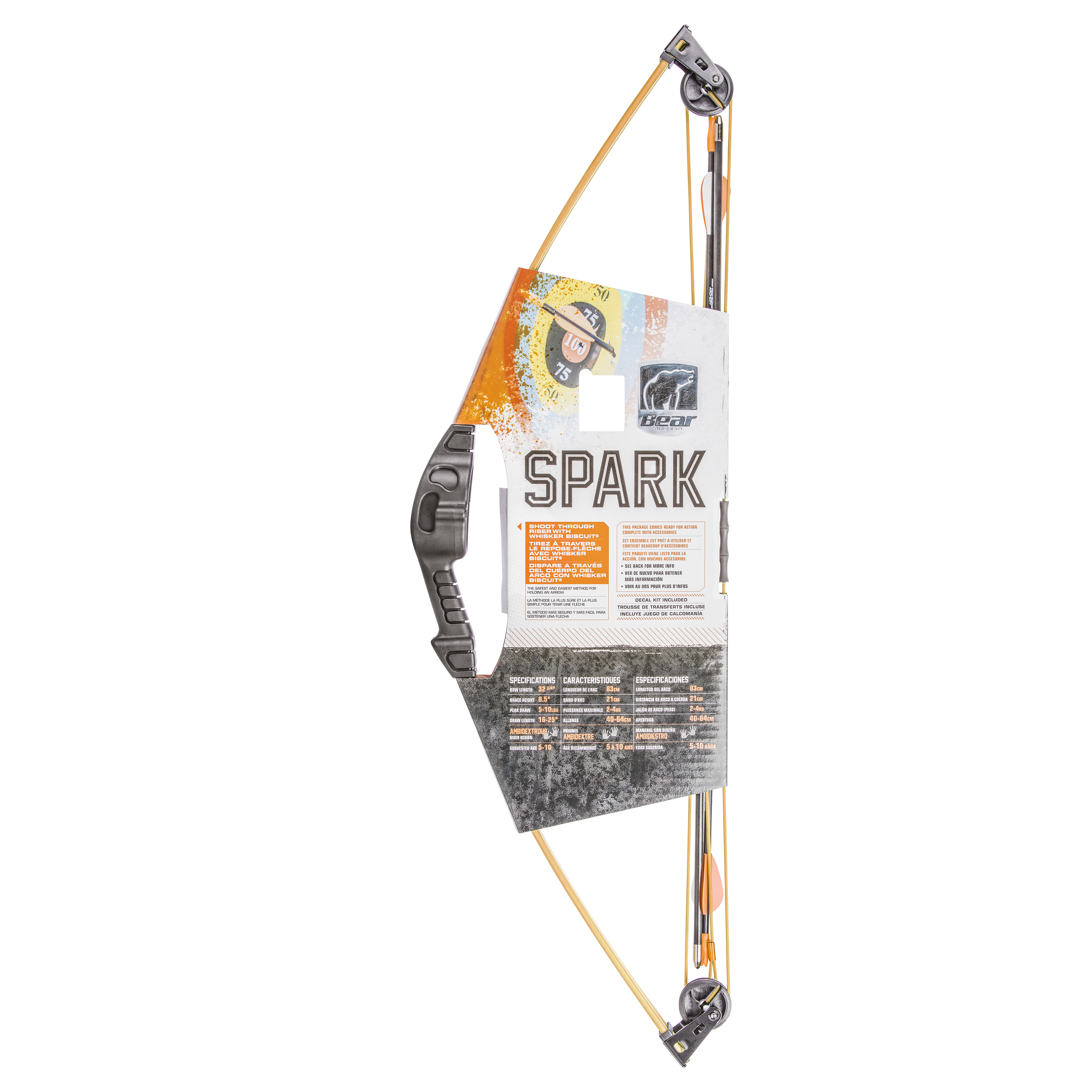 Bear Archery Spark Youth Bow - Flo Orange / Both / Continuous up to 10 lbs.