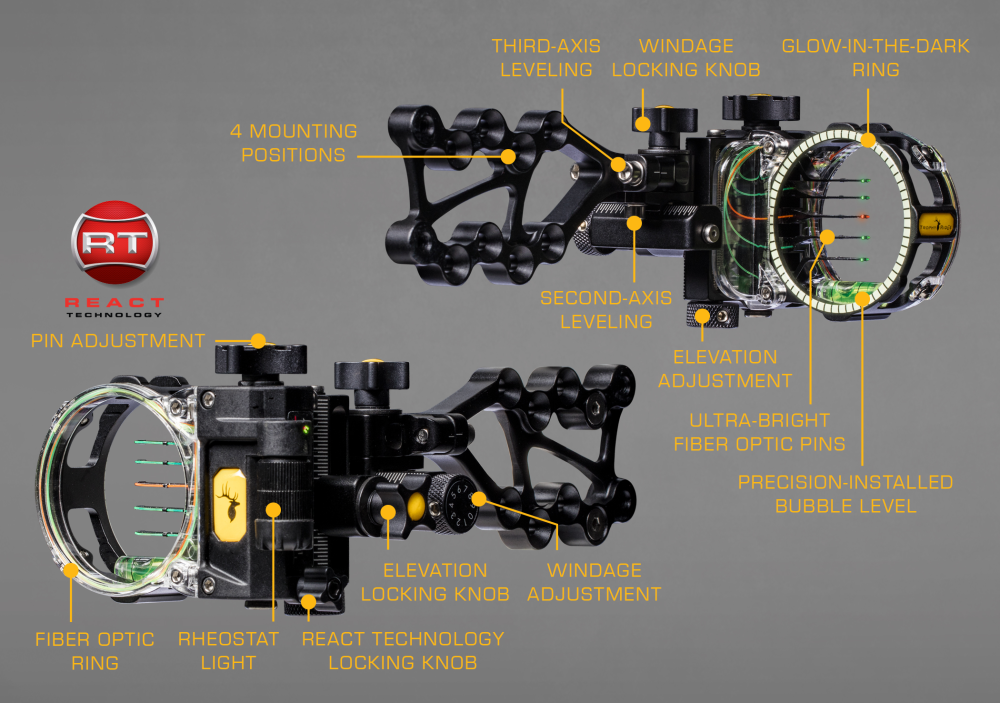Trophy Ridge React® Pro Bow Sight - Black / Left Hand / .019